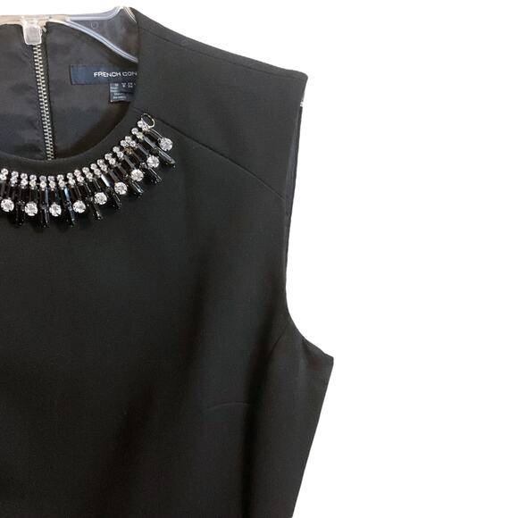 French Connection Women's Dress SZ 2 Black Mini w/ Attach Necklace Formal - Picture 5 of 13